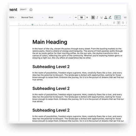 Create and collaborate in documents with notes, plans, and project materials